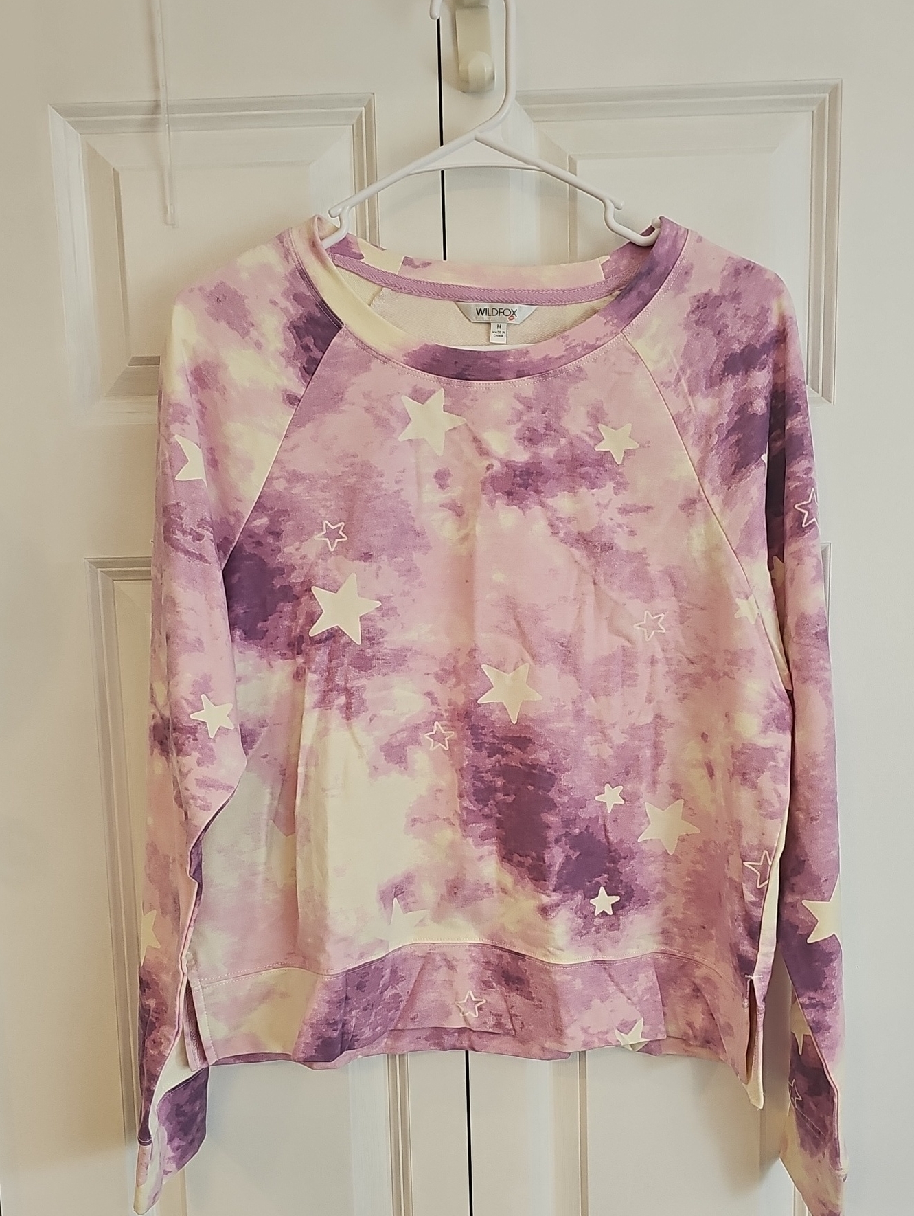 Wildfox Purple And Cream Star Tie-Dye Pullover